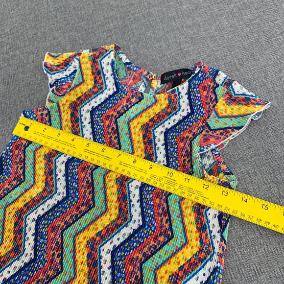 Derek Heart Girls Multicolor Pleated Dress Size Medium 10/12 Cap Sleeve - Picture 7 of 12